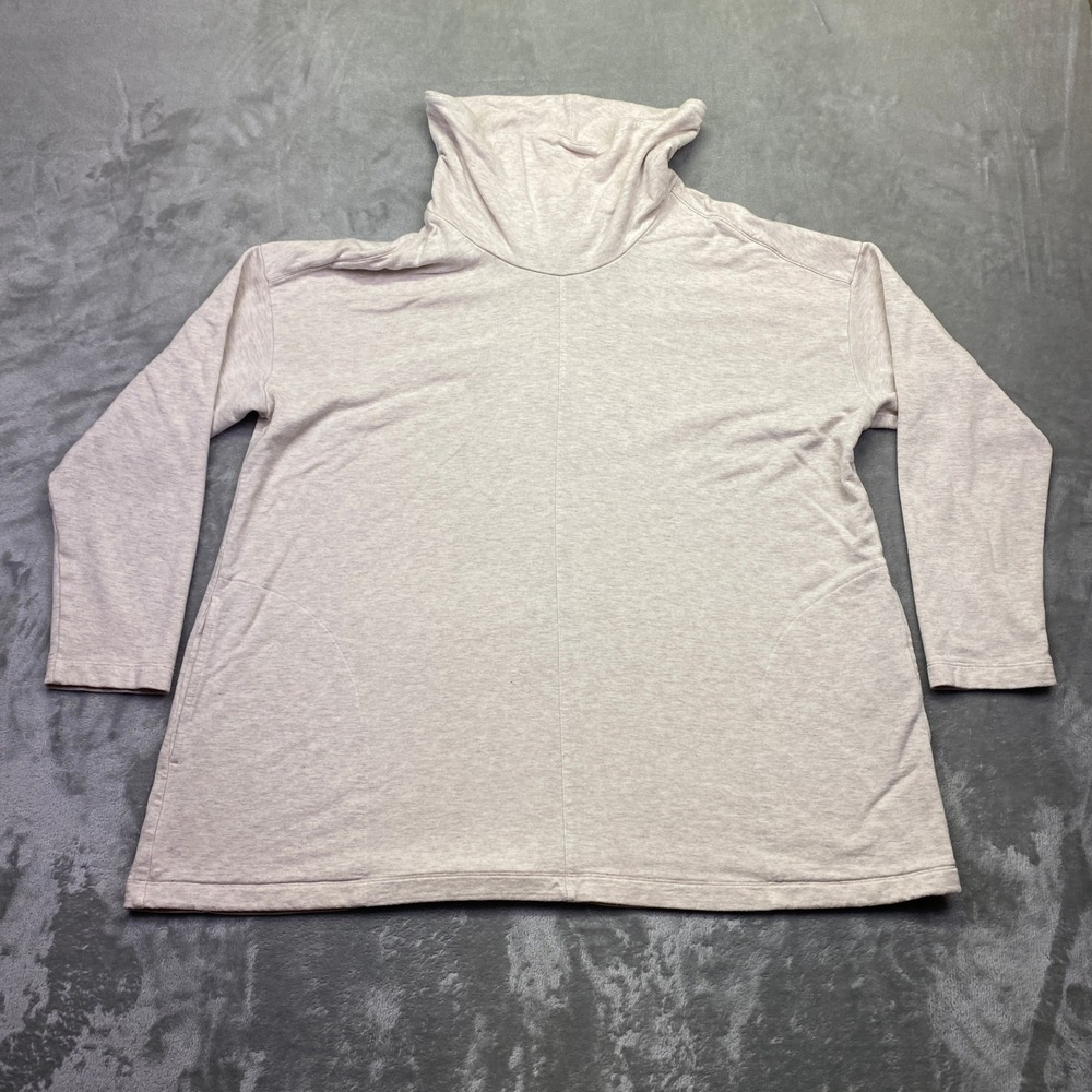 Pure Jill Funnel Neck Tunic Sweatshirt XL Heathered Beige Pockets Grunge Skater